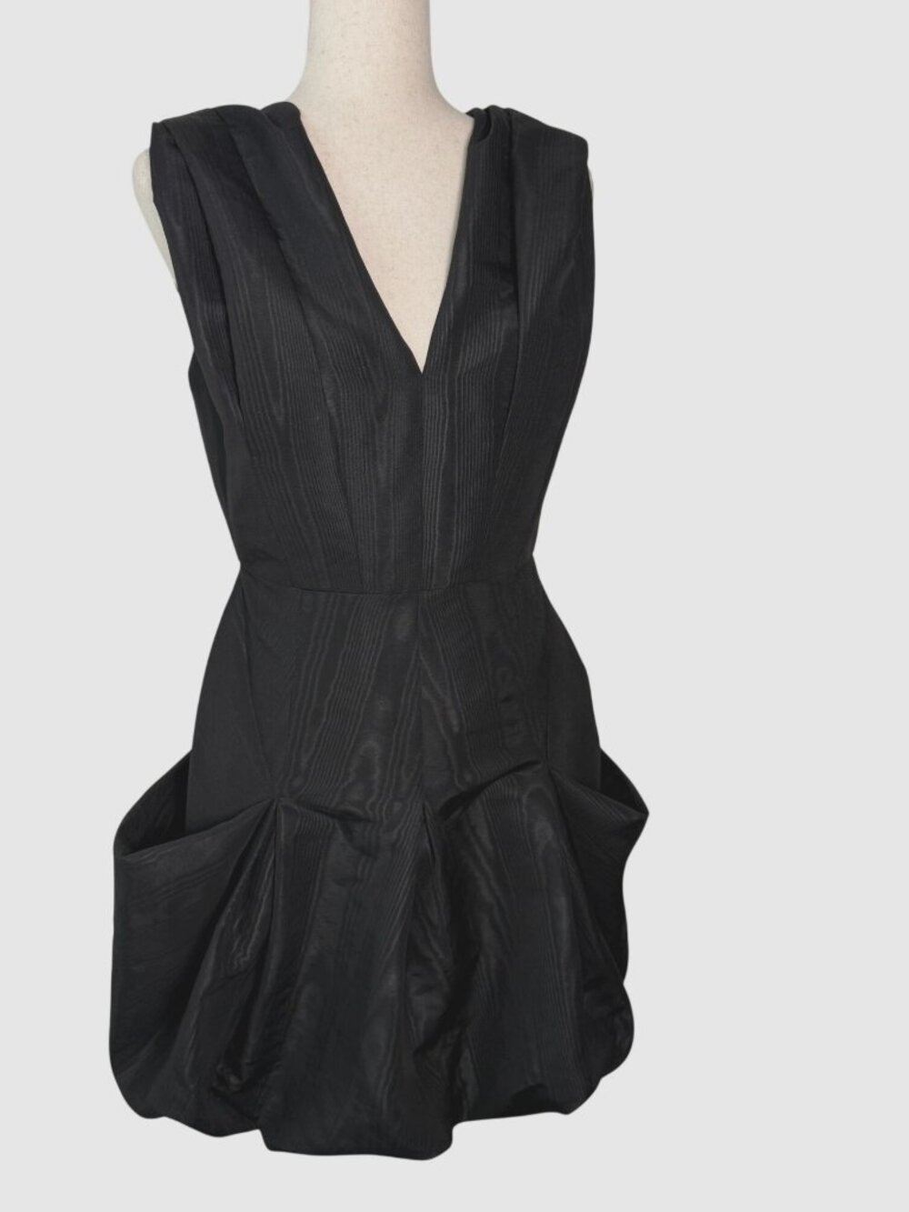 BGBGMAXAZARIA Y2K Bubble Hem Mini Dress Black Wood Grain Print 8 Party